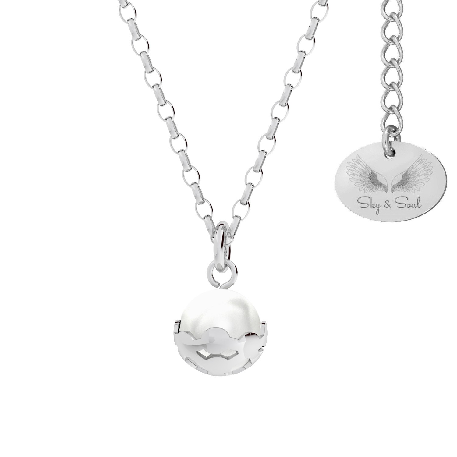 Necklace with pearl, Sky&Soul, sterling silver 925