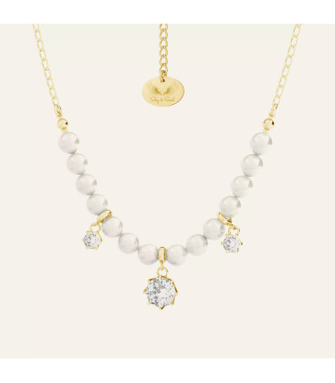 Necklace with pearls & zircons, Sky&Co, sterling silver 925
