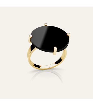 Ring round black resin, Sky&Co, sterling silver 925