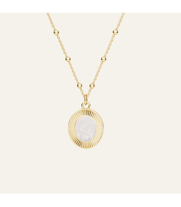 Recklace oval pendant with white resin, Sky&Co, sterling silver 925