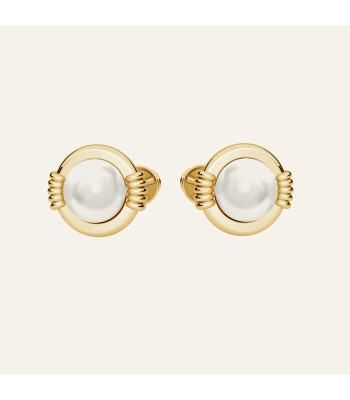 Round earrings with pearl, Sky&Co, sterling silver 925