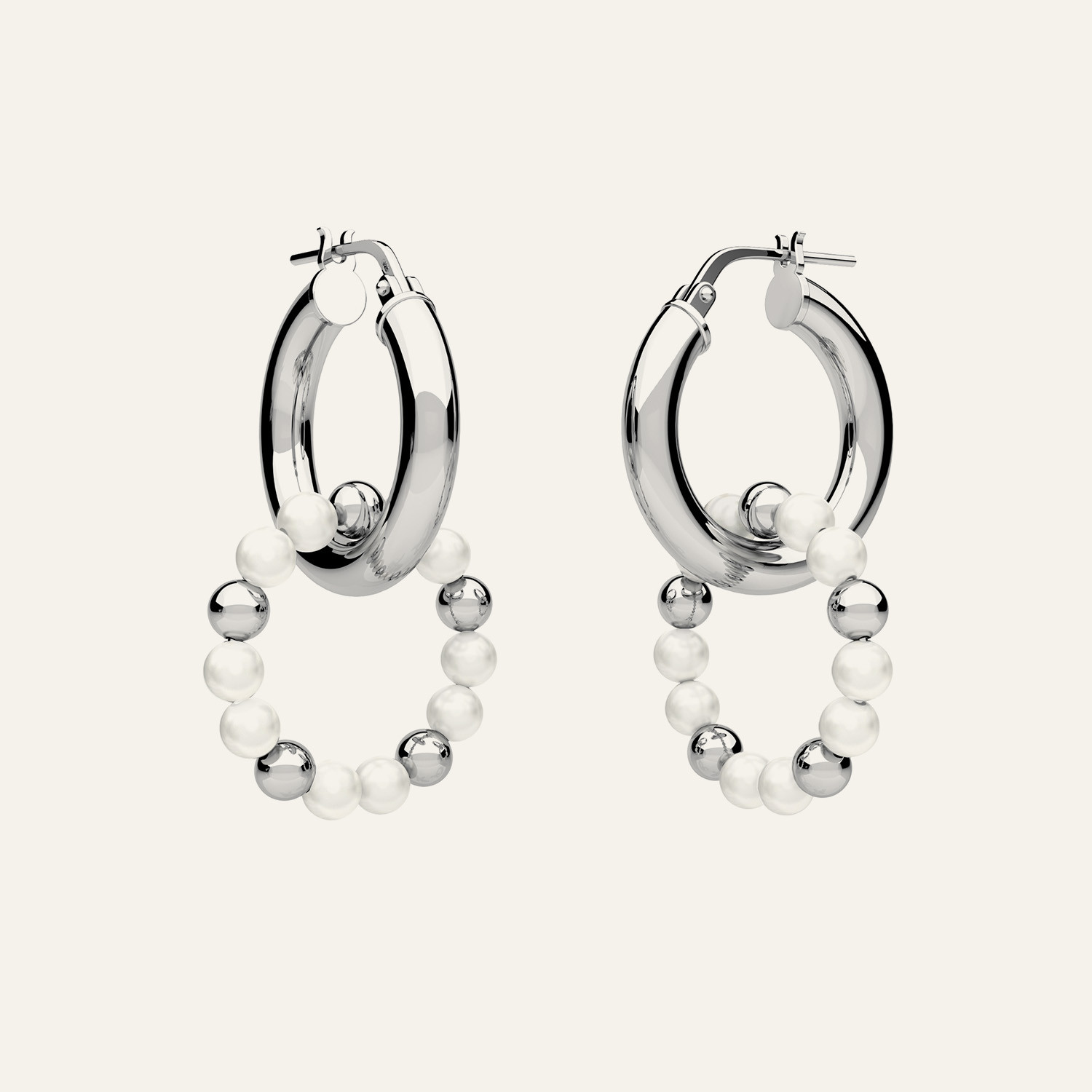 Round earrings with pearl, Sky&Co, sterling silver 925