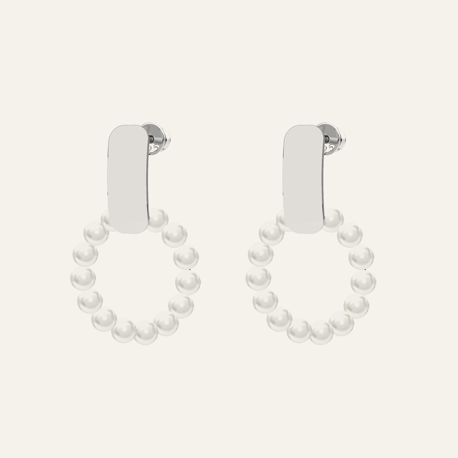 Circle pearls earrings, Sky&Co, sterling silver 925