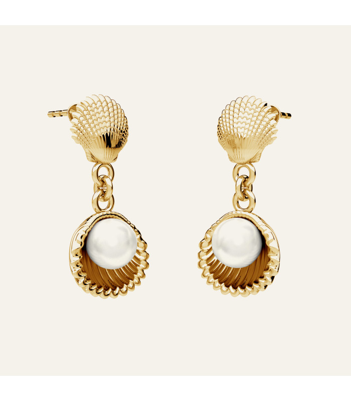 Shell earrings with pearl, Sky&Co, sterling silver 925